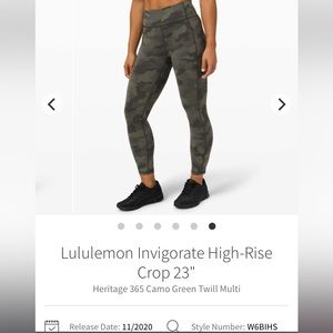 Lululemon Invigorate High-Rise Crop 23"